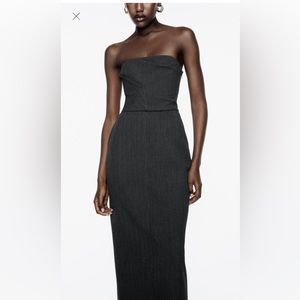 Zara Vestido Palabra De Honor Dress size M grey (dr2)